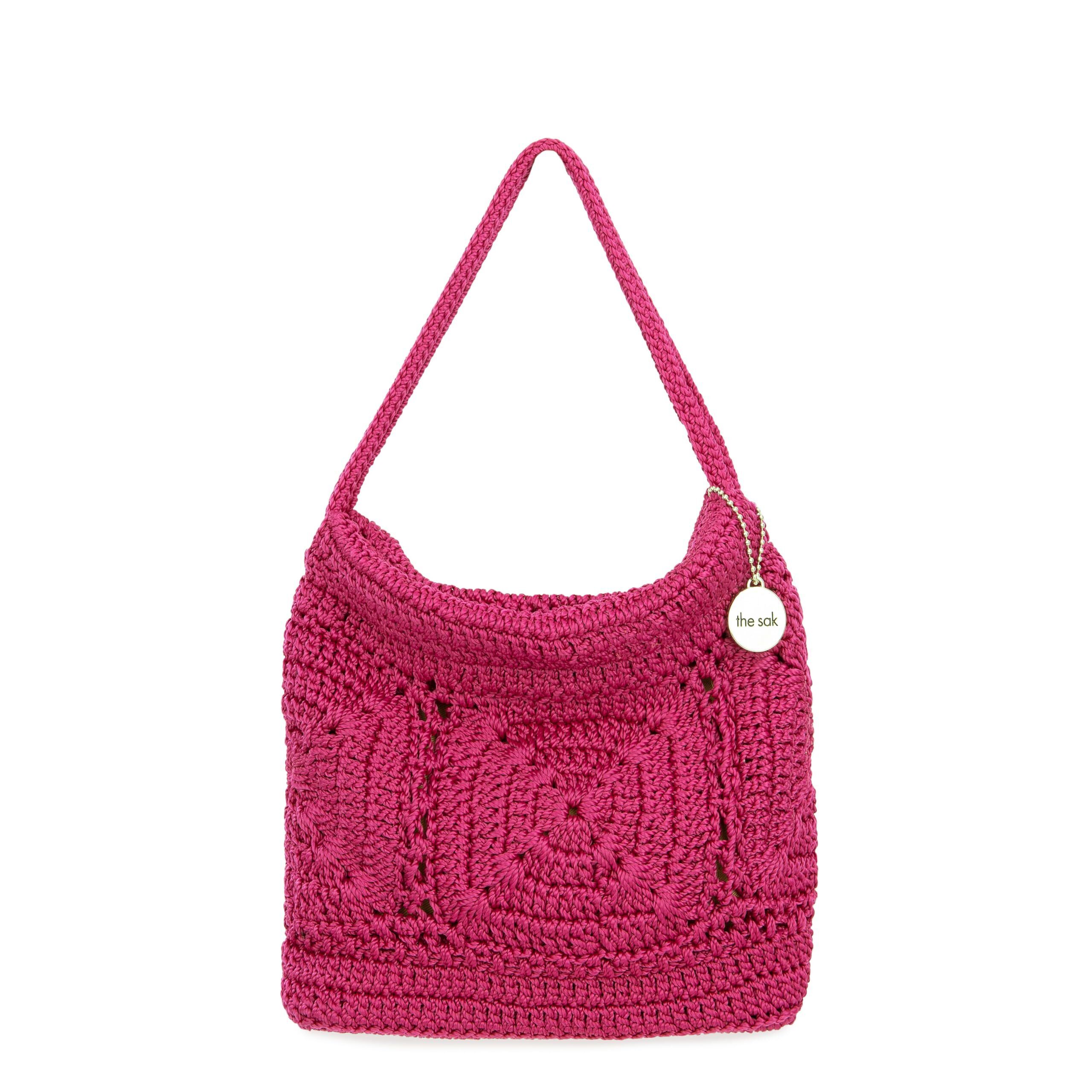 8245 Ava Mini Hobo Bag In Crochet, Double Handles, Pinkberry Patch